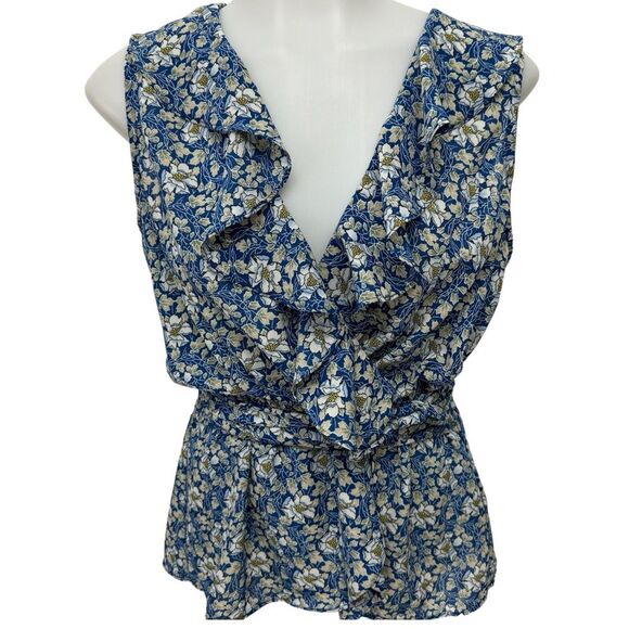 Max Studio Floral Ruffle Sleeveless Wrap Top Size S - Picture 7 of 9